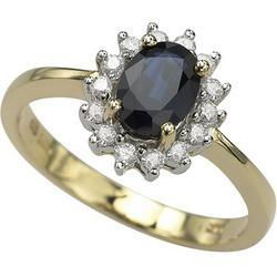 14K Yellow Gold Prong Set Oval Sapphire & Diamond Ringyellow 