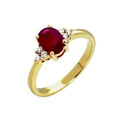 14K Yellow Gold Prong Set Oval Ruby & Diamond Ringyellow 