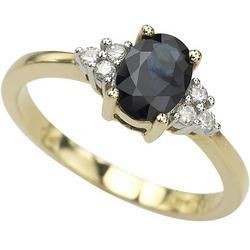 14K Yellow Gold Prong Set Oval Sapphire & Diamond Ringyellow 