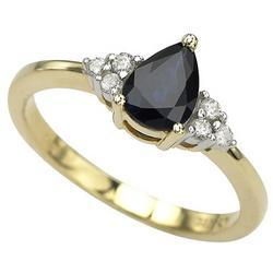 14K Yellow Gold Prong Set Pear Sapphire & Diamond Ringyellow 