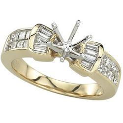 14K Yellow Gold Tapered Baguette & Princess Cut Diamond Semi Mount Engagement Ring (Center Stone Sold Separately)yellow 