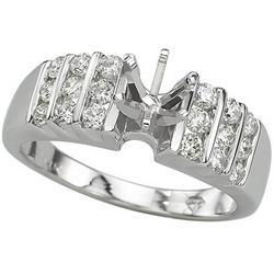 14K White Gold Channel Set Round Diamond Semi Mount Engagemnet Ring (Center Stone Sold Separately)white 