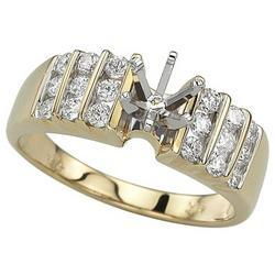 14K Yellow Gold Channel Set Round Diamond Semi Mount Engagemnet Ring (Center Stone Sold Separately)yellow 