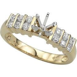 14K Yellow Gold Channel Set Round Diamond Semi Mount Engagemnet Ring (Center Stone Sold Separately)yellow 