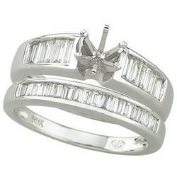 14K White Gold Channel Set Baguette Cut Diamond Semi Mount Engagemnet Ring (Center Stone Sold Separately)white 