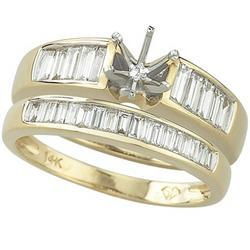 14K Yellow Gold Channel Set Baguette Diamond Semi Mount Engagement Ring (Center Stone Sold Separately)yellow 