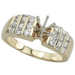 14K Yellow Gold Channel Set Round & Baguette Diamond Semi Mount Engagement Ring (Center Stone Sold Separately)yellow 