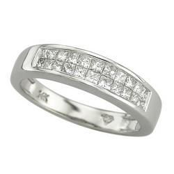 14K White Gold Princess Double Row Diamond Band Ringwhite 