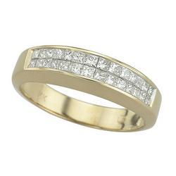 14K Yellow Gold Princess Invisible Set Diamond Band Ringyellow 