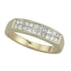 14K Yellow Gold Princess Invisible Set Diamond Band Ringyellow 