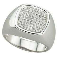 14K White Gold Pave Set Diamond Men's Ringwhite 