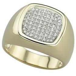 14K Yellow Gold Pave Set Diamond Men's Ringyellow 