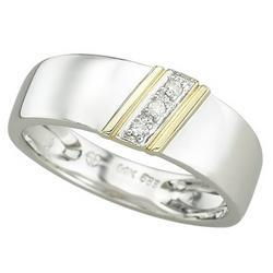 14K Two Tone Gold Prong Set Round Diamond Wedding Band Ringtwo 