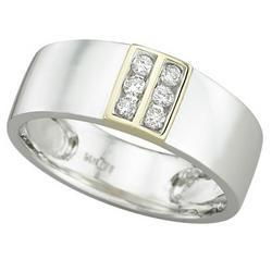 14K Two Tone Gold Men's Channel Set Round Diamond Band Ringtwo 