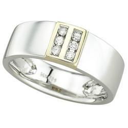 14K Two Tone Gold Channel Set Round Diamond Wedding Band Ringtwo 