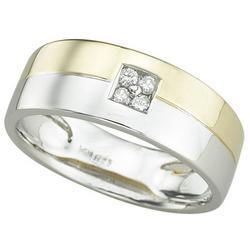 14K Two Tone Gold Men's Channel Set Round Diamond Band Ringtwo 