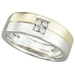 14K Two Tone Gold Channel Set Round Diamond Wedding Band Ringtwo 