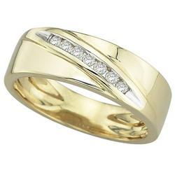 14K Yellow Gold Channel Set Round Diamond Wedding Band Ringyellow 