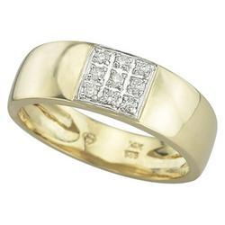 14K Yellow Gold Pave Set Round Diamond Wedding Band Ringyellow 