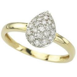 14K Yellow Gold Pave Set Round Diamond Teardrop Ringyellow 