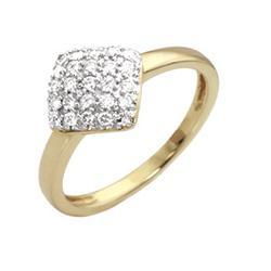 14K Yellow Gold Pave Set Round Diamond Ringyellow 