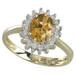 14K Yellow Gold Oval Citrine & Diamond Ringyellow 