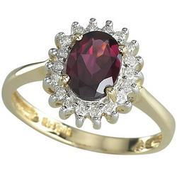 14K Yellow Gold Oval Garnet & Diamond Ringyellow 