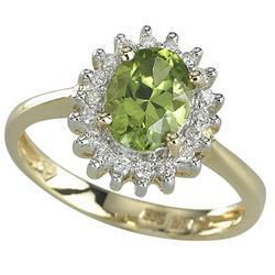 14K Yellow Gold Oval Peridot & Diamond Ringyellow 