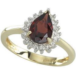 14K Yellow Gold Pear Shape Garnet & Diamond Ringyellow 