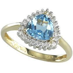 14K Yellow Gold Trillion Blue Topaz & Diamond Ringyellow 