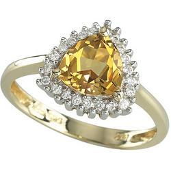 14K Yellow Gold Trillion Citrine & Diamond Ringyellow 