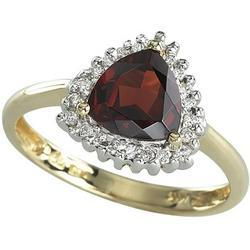 14K Yellow Gold Trillion Garnet & Diamond Ringyellow 