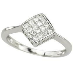 14K White Gold Invisible Set Princess Cut Diamond Ringwhite 