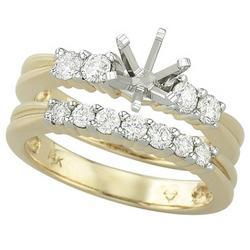 14K Yellow Gold Prong Set Round Diamond Semi Mount Engagemnet Ring (Center Stone Sold Separately)yellow 