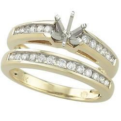 14K Yellow Gold Channel Set Round Diamond Semi Mount Engagemnet Ring (Center Stone Sold Separately)yellow 