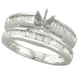 14K White Gold Channel Set Tapered Baguette Cut Diamond Semi Mount Engagemnet Ring (Center Stone Sold Separately)white 