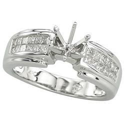 14K White Gold Princess Cut Diamond Set Semi Mount Engagement Ring (Center Stone Sold Separately)white 