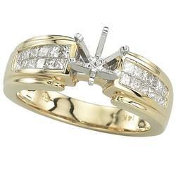 14K Yellow Gold Princess Cut Diamond Semi Mount Engagement Ring (Center Stone Sold Separately)yellow 