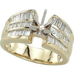 14K Yellow Gold Princess Cut Diamond Semi Mount Engagement Ring (Center Stone Sold Separately)yellow 