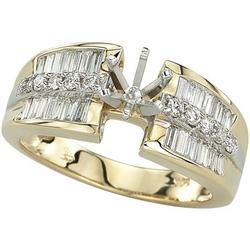 14K Yellow Gold Channel Set Round & Baguette Diamond Semi Mount Engagement Ring (Center Stone Sold Separately)yellow 