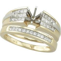 14K Two Tone Gold Princess Cut Diamond Semi Mount Engagement Ring (Center Stone Sold Separately)two 