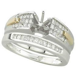 14K Two Tone Gold Princess Cut Diamond Semi Mount Engagement Ring (Center Stone Sold Separately)two 