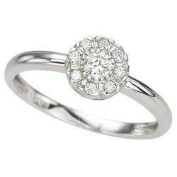 14K White Gold Prong Set Round Diamond Flower Ringwhite 