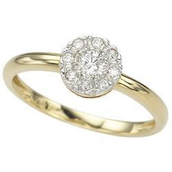 14K Yellow Gold Prong Set Round Diamond Flower Ringyellow 