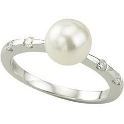 14K White Gold White Pearl & Diamond Ringwhite 