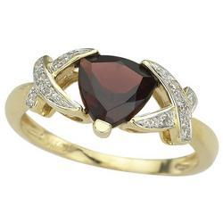 14K Yellow Gold Trillion Garnet & Diamond Bypass Ringyellow 