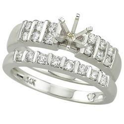 14K White Gold Round Diamond Semi Mount Engagement Ring (Center Stone Sold Separately)white 