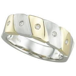 14K Two Tone Gold Round Diamond Color Men's Wedding Ringtwo 