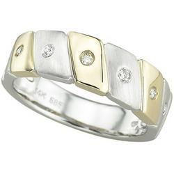 14K Two Tone Gold Round Diamond Wedding Band Ringtwo 