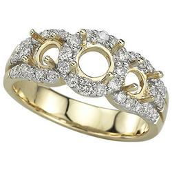 14K Yellow Gold 3 Three Stone Round Diamond Semi Mount Engagement Ring (Center Stone Sold Separately)yellow 